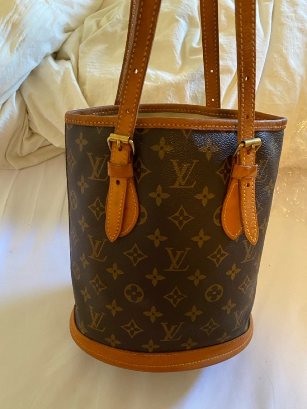Louis Vuitton Monogram Canvas Brown & Tan Bucket Tote